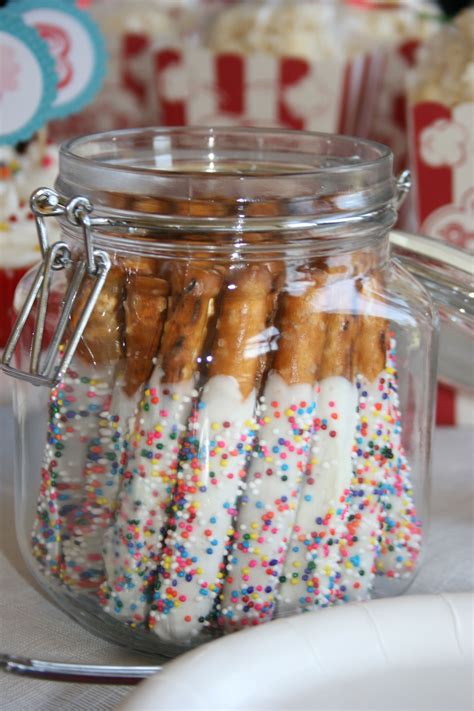 White Chocolate Covered Pretzels With Rainbow Sprinkles Wedding