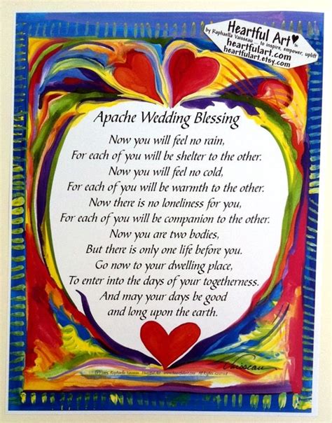 Apache Wedding Blessing 8x11 Inspirational Quote Bride Groom