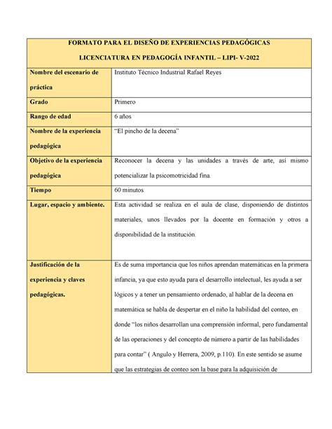 Actividad decena partes del cuento FORMATO PARA EL DISEÑO DE