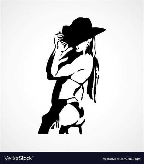 Sexy Cowgirl Stencil Royalty Free Vector Image Tattoo Art Drawings