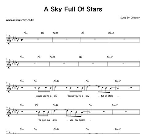 Coldplay A Sky Full Of Stars 악보