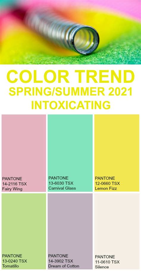 Pantone released its color trend report for spring/summer 2021. Color Trend Spring / Summer 2021 - Intoxicating #pantone # ...