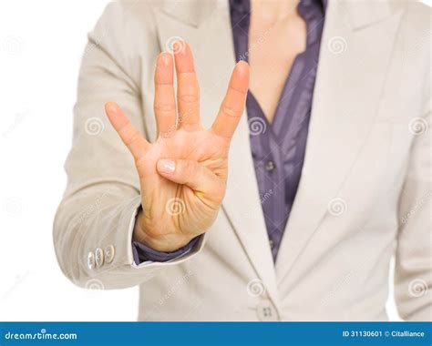 Business Woman Showing Four With Fingers Stock Image Image Of