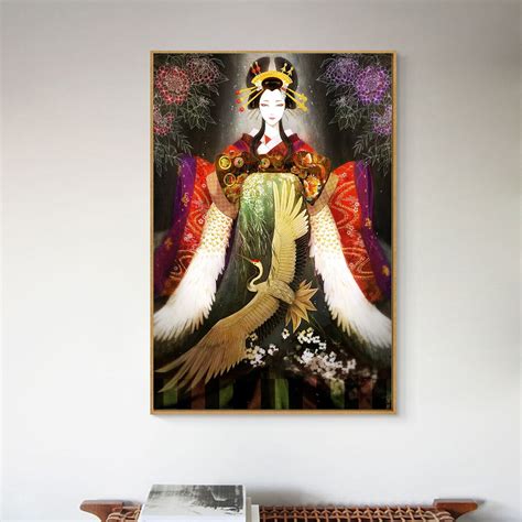 Art Silk Canvas Lady Ukiyoe Japanese Paint Poster Asian Wall Decor