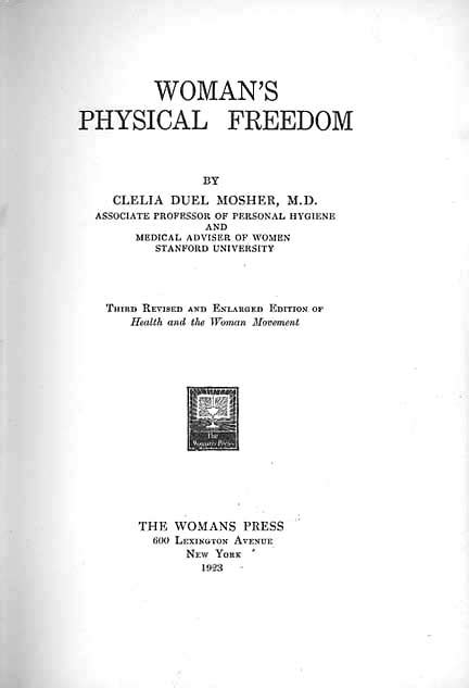 woman s physical freedom by clelia duel mosher m d at mum