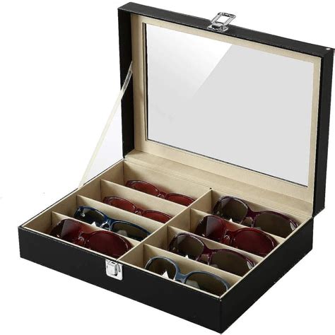 Buy 8 Slot Eyeglass Sunglass Storage Box Pu Leather Glasses Display Case Storage Organizer