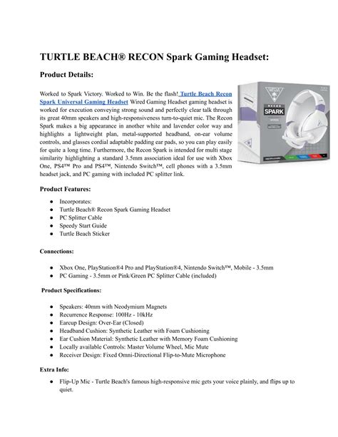 PPT A Brief Details About Turtle Beach Recon Spark Universal Gaming
