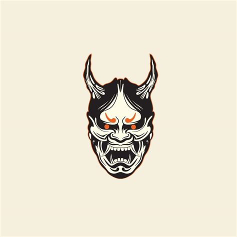 Japanese Demon Oni Mask Logo Design Vector Illustration It Can Be Use