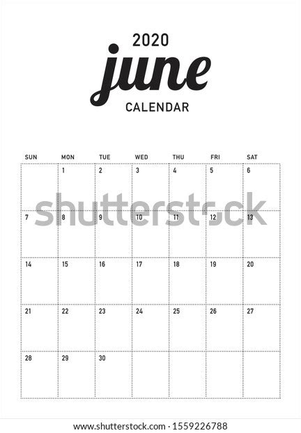 June 2020 Desk Calendar Vector Illustration Stock Vector Royalty Free