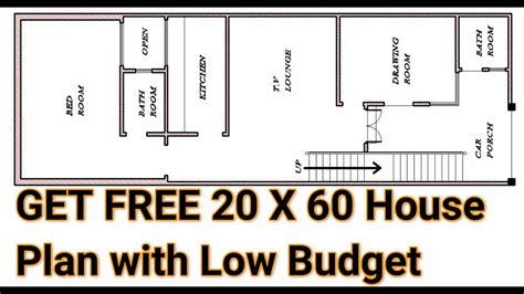 Get Free 20 X 60 House Plan With Low Budget 20 By 60 Feet House Plan