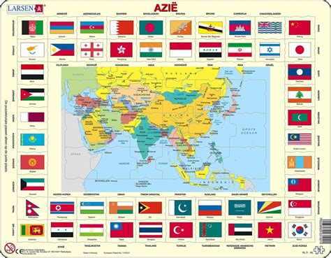 Kinderpuzzel Azië met vlaggen | Larsen | 7023850231021 | Reisboekwinkel ...
