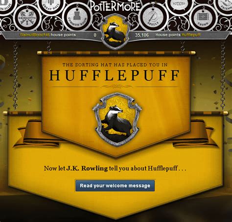 Pottermore - Hufflepuff (Ha! I knew It!!)