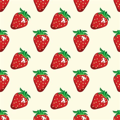 Premium Vector Strawberry Fruits Seamless Vector Pattern Background