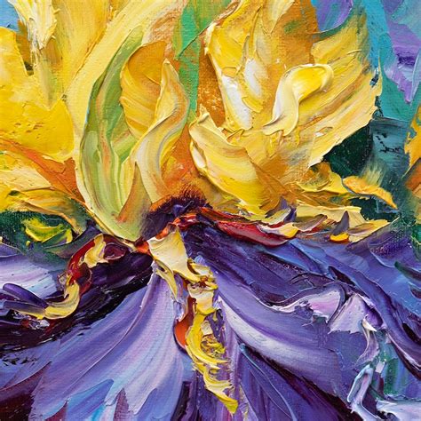 Iris Irises Modern Flower Canvas Oil Painting Textured Palette Etsy
