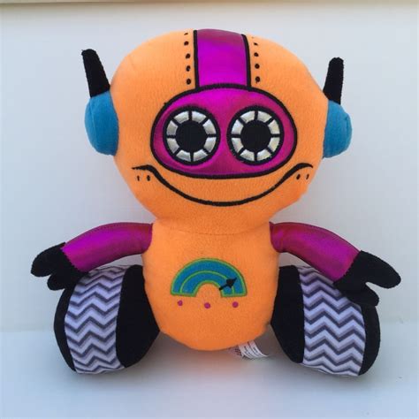 Toy Factory Plush Robot Toy Neon Orange Stuffed Animal 10 Trac Wheels