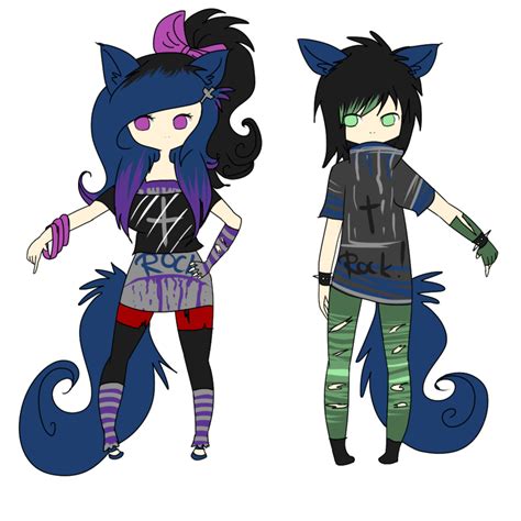 Closed Wolf Punk Girl And Boy ~ Draw To Adopt By