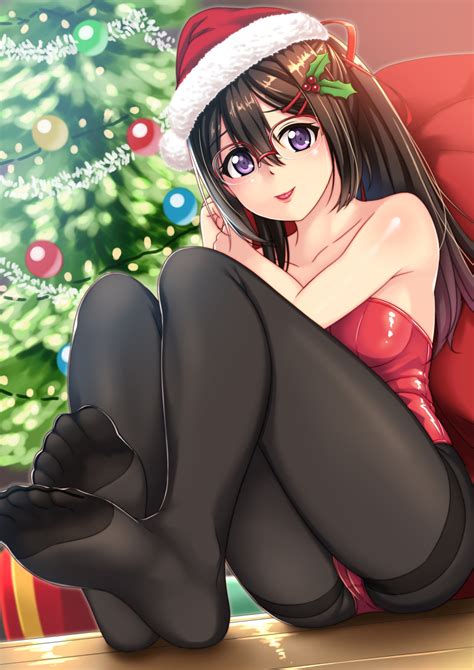 Safebooru 1girl P Absurdres Bare Shoulders Black Hair Black Legwear