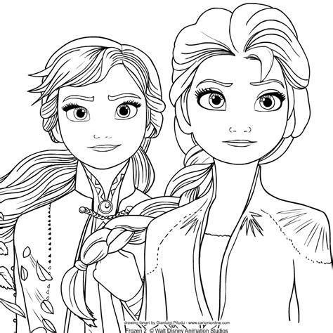 Dibujos de elsa y anna. Colorear Elsa Y Ana