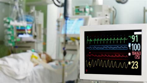 Icu Monitor With Hospital Equipment In Background Stock Footage Video