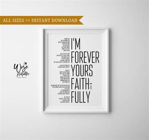 Journey Forever Yours Faithfully Song Print Love Lyrics T Etsy