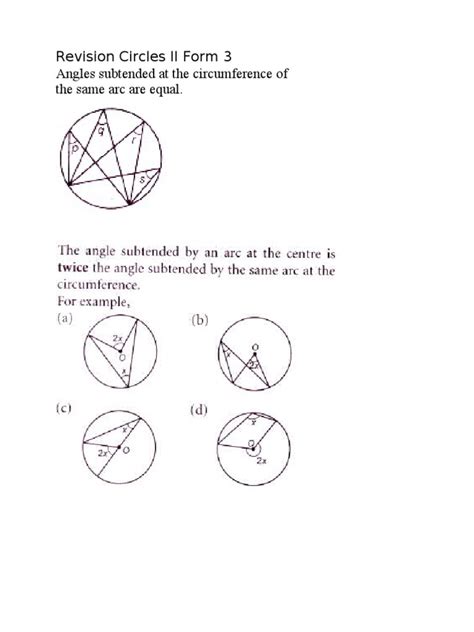 Formula Circles Ii Form 3 Geometric Objects Elementary Mathematics