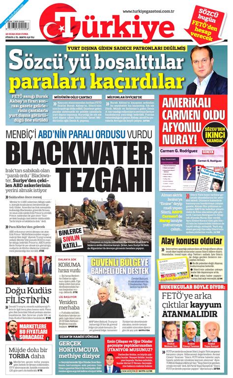 Türkiye Gazetesi Gazetesi 18 Ocak 2019 Cuma