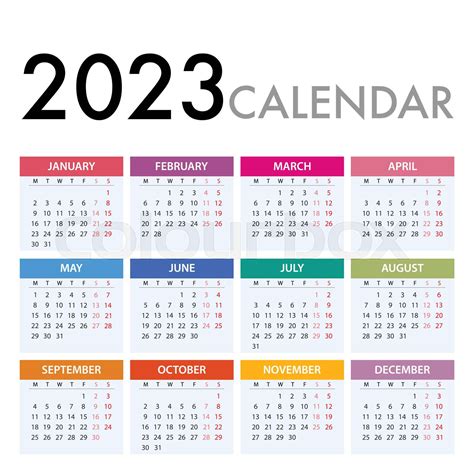 Calendar 2023 Stock Vector Colourbox