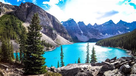 Download 1366x768 Wallpaper Moraine Lake Banff National Park Lake