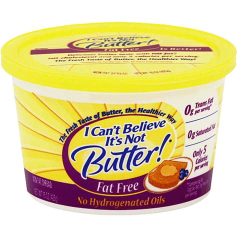 I Cant Believe Its Not Butter Fat Free Spread 15 Oz Plastic Tub