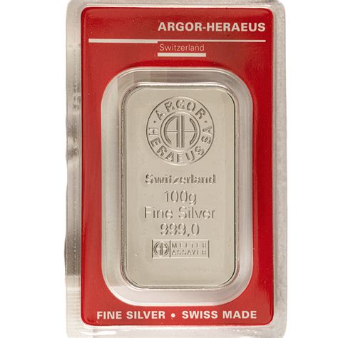 100 Gram Silver Argor Heraeus Bars New ™