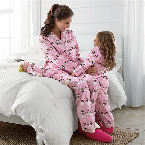 Mother Daughter And Doll Snow Day Flannel Pajamas Mom And Daughter