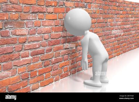 white cartoon character banging head against the wall 3d illustration 222