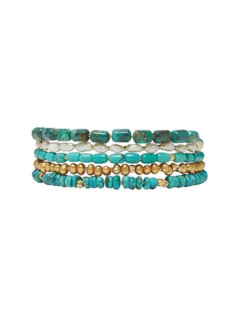 Chan Luu Naked K Gold Plated Turquoise Freshwater Pearl Wrap