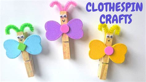 How To Make A Clothespin Butterfly Clothespin Crafts Youtube