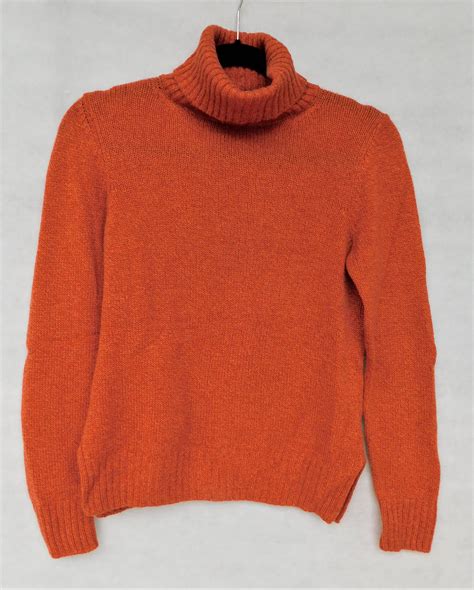 Lot Burnt Orange Prada Turtleneck Sweater With Patches On Sleeves