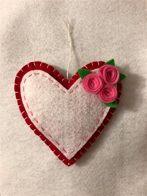Valentines Felt Heart Ornament Valentines Day Ready To Ship Felt Heart