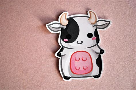 Kawaii Chibi Baby Cow Sticker Cute Art Farm Animal Planner