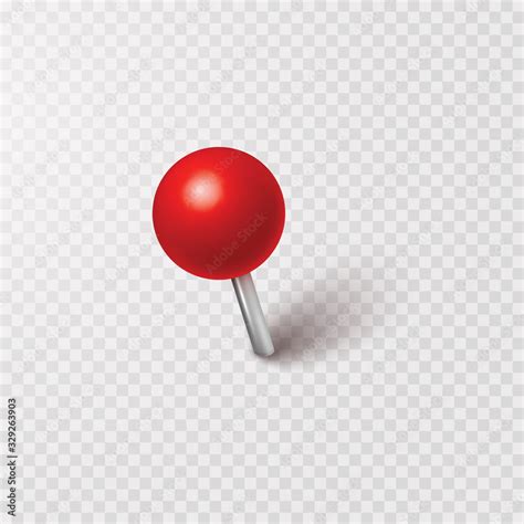 Pin With Shadow Isolated On Transparent Background Vector Red Plastic