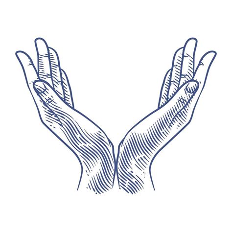 ilustración de dibujo de arte de línea de manos orando dibujo de manos rezando Vector