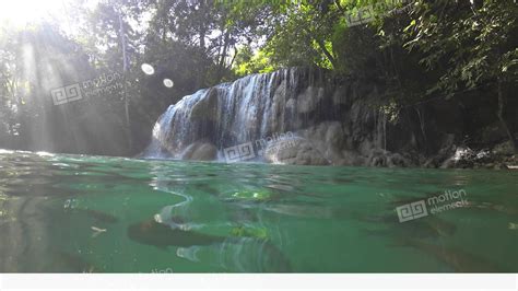 Erawan Waterfall With Fish In Water In Thailand Stock Video Footage