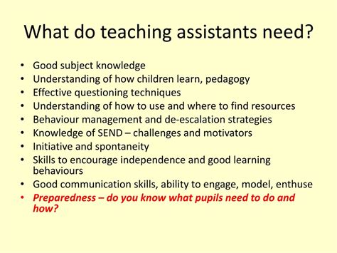 ppt the role of teaching assistants in the classroom powerpoint presentation id 483191