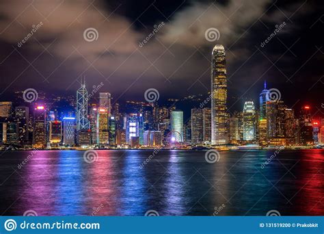 Hong Kong Cityscape At Night Stock Photo Image Of Chinese Downtown