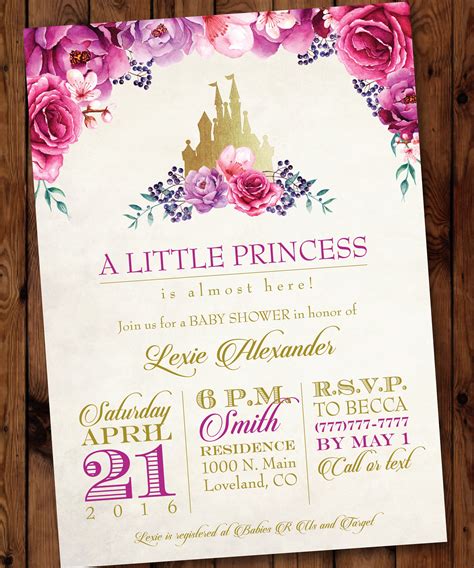 Princess Baby Shower Invitationlittle Princess