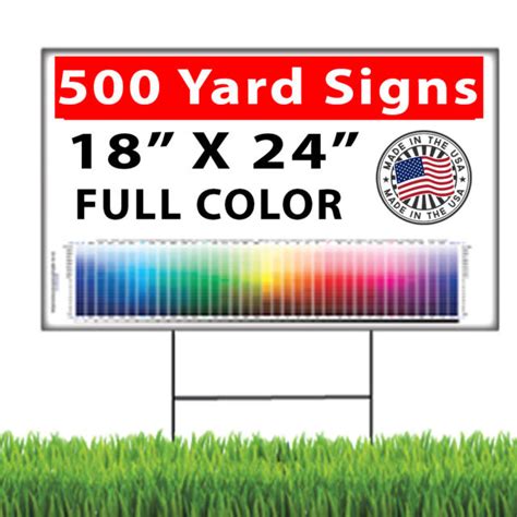 500 18x24 Full Color Double Sided Custom Yard Signs With Stakes Ebay