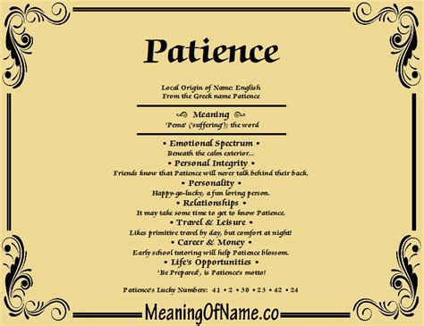 Patience Meaning Of Name