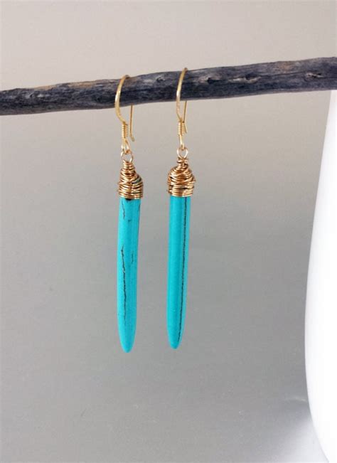 Turquoise Spikes Earrings Turquoise Drop Earring Bachelor Etsy