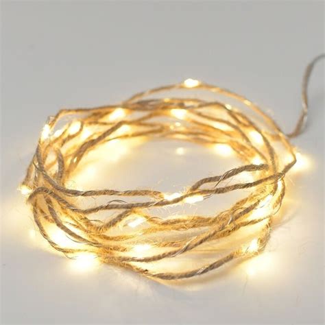 Silver Copper Wire String Led Rope Light 2m 20led 2xaa Battery Operated