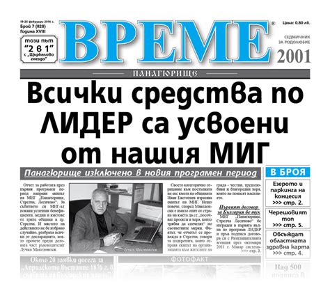 В новия брой 7 на „Време“ Вестник Време 2001 Панагюрище новини от региона на Средногорието