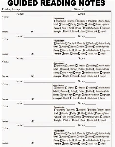 Check spelling or type a new query. Guided Reading Note Template | Anecdotal Recordings | Free Download | Elle's Teaching Files