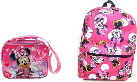 Minnie Mouse Back To School Book Bag Backpack Detachable Matching Lunch